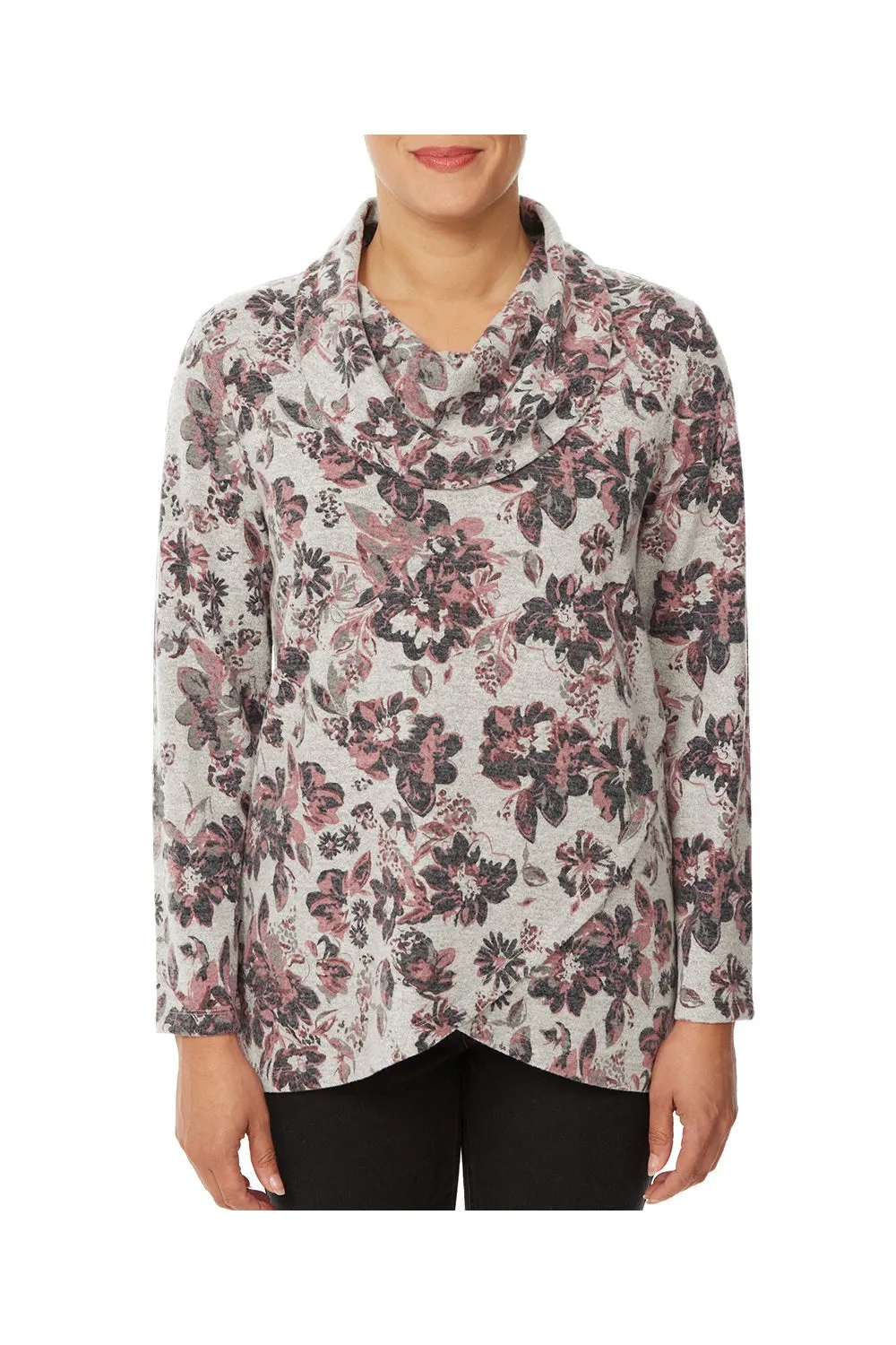 Cross Over All Over Print Floral Top