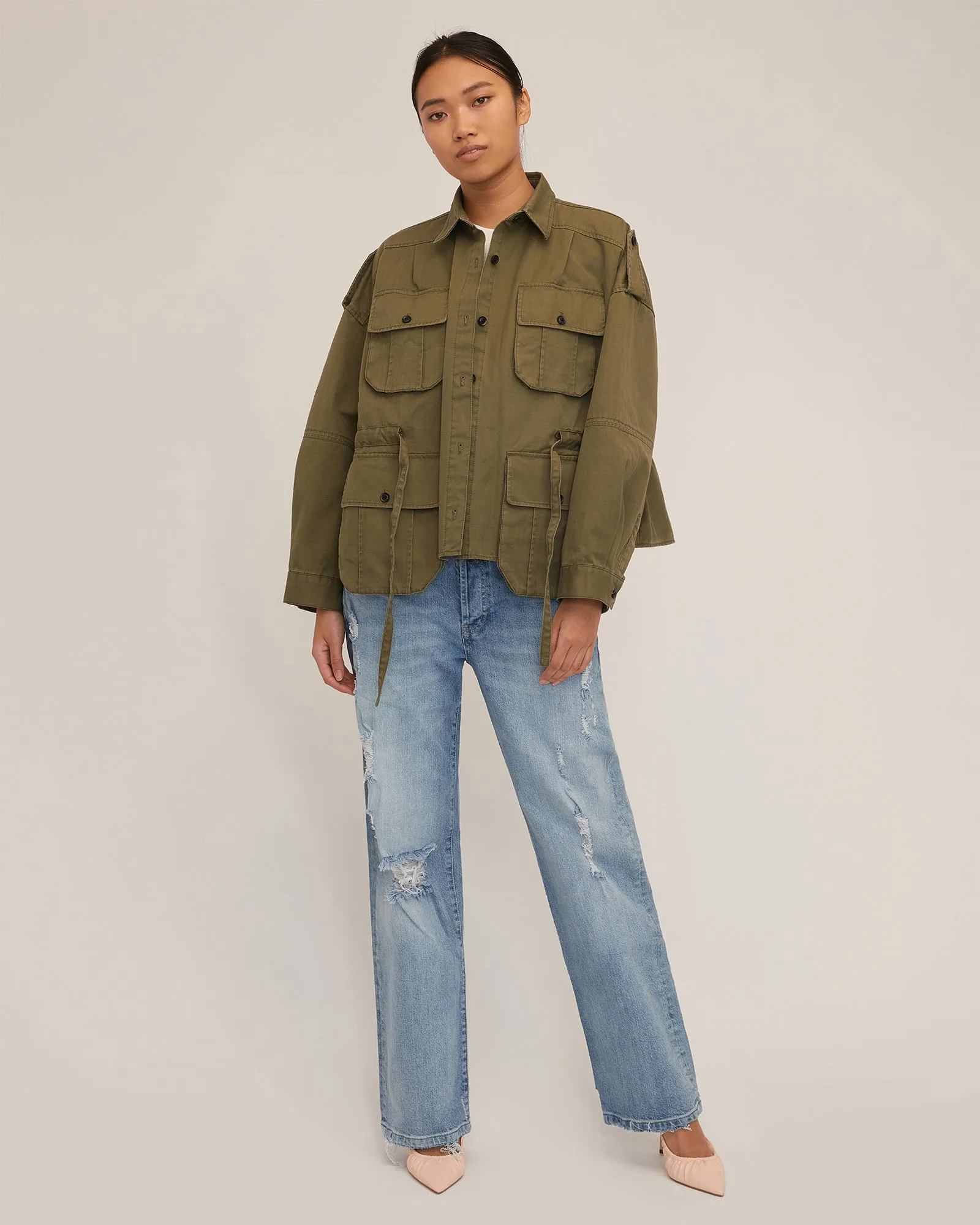 Dante Washed Canvas Cropped Utility Jacket