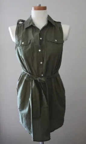 Dark Autumn Military Green Shirt Dress Tunic