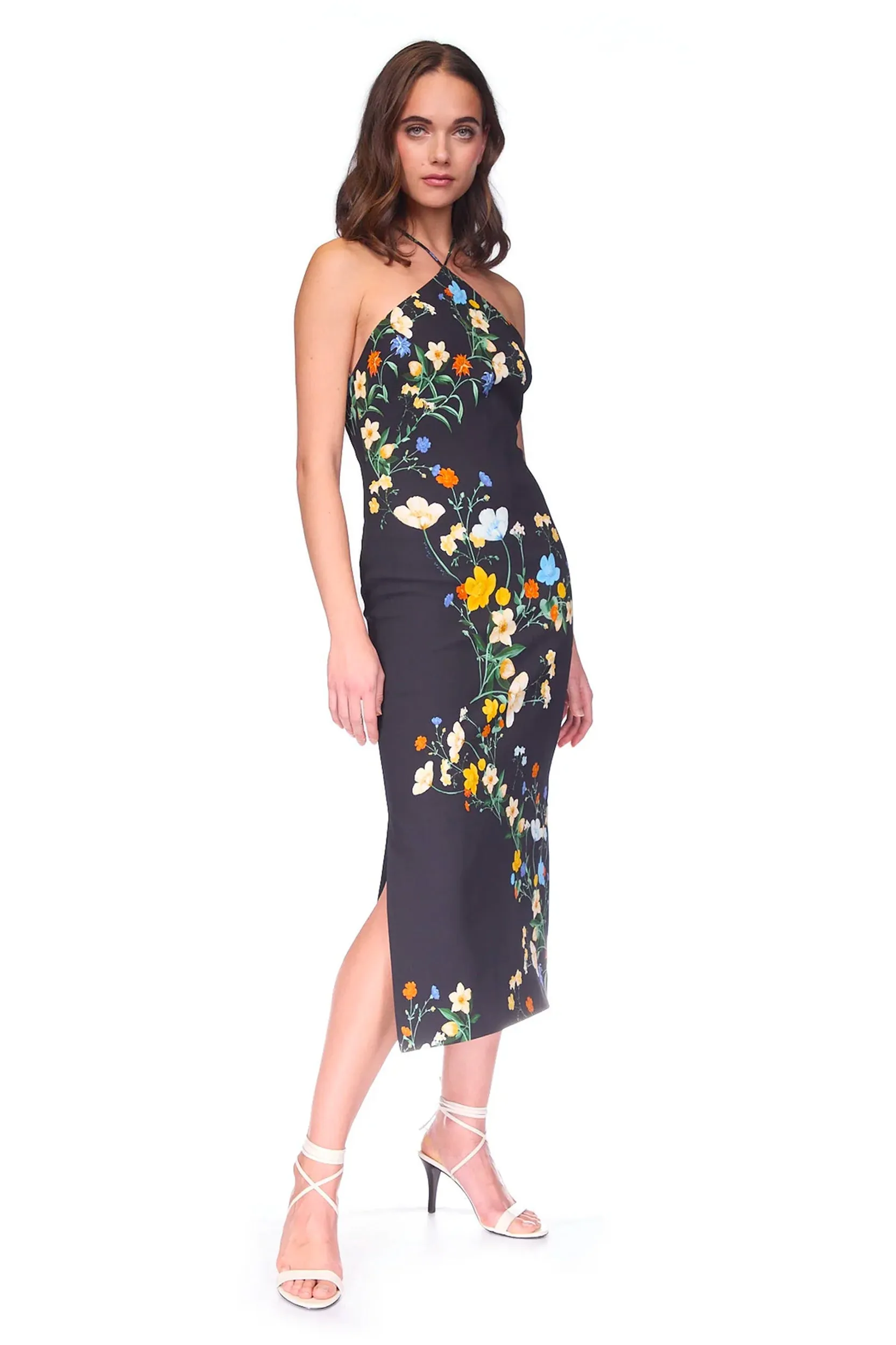 Davis Dress in Black Pressed Flowers