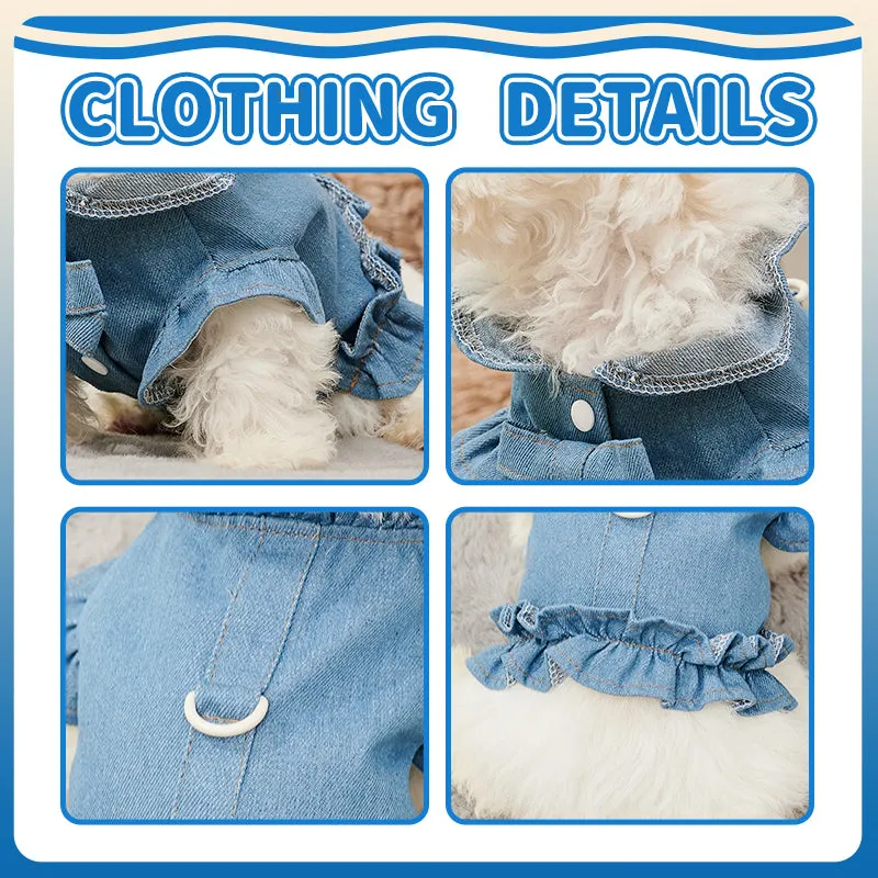 Dog Denim Harness Vest Pet Clothes Puppy Vest Jean Clothing