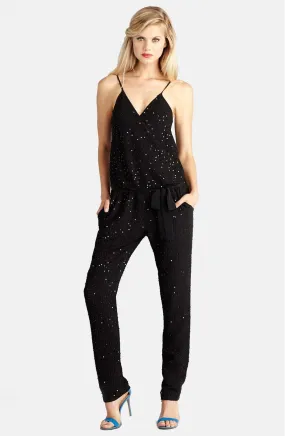 Donna Morgan Sequin Wrap Formal Jumpsuit - Black