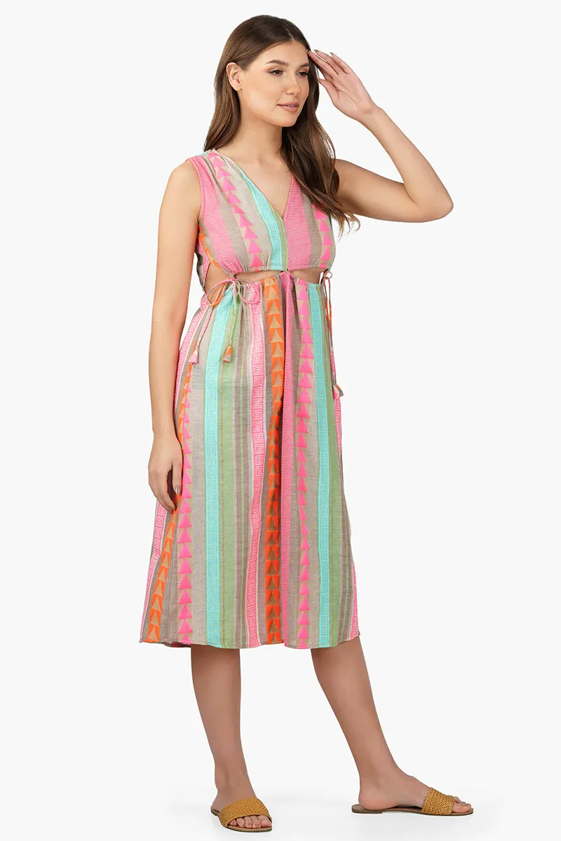 Dora Yarn Dyed Striped Midi Dress