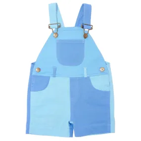 Dotty Dungarees Tonal Colorblock Blue Overall Shorts