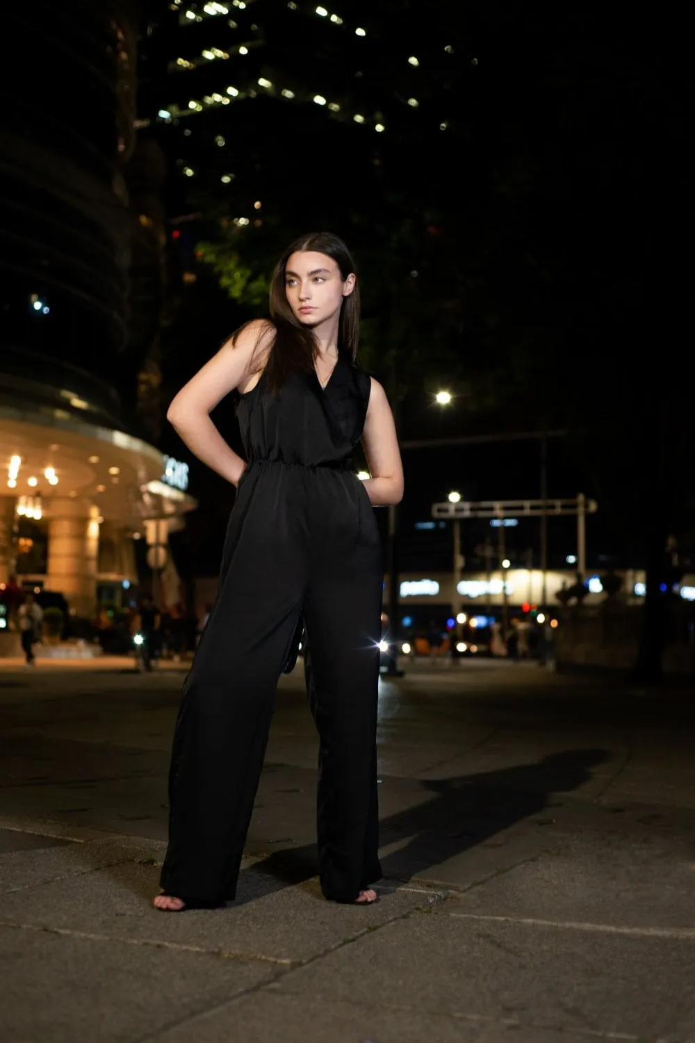 Double Second Sleeveless Wrap Satin Jumpsuit