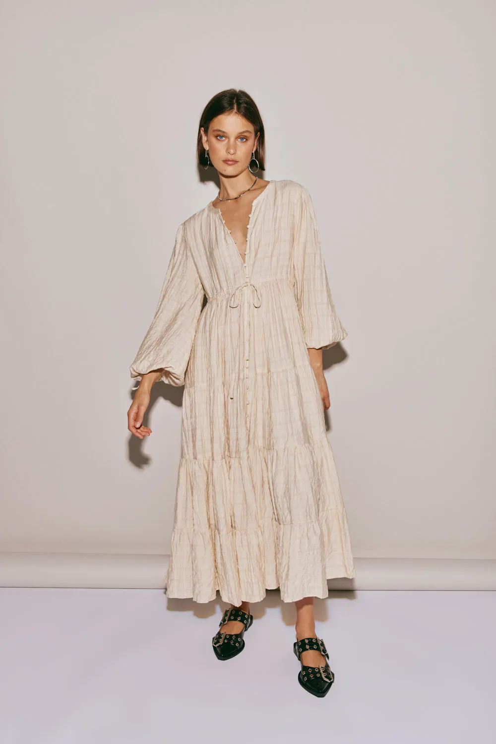 Dreaming Of Travel Midi Dress Natural