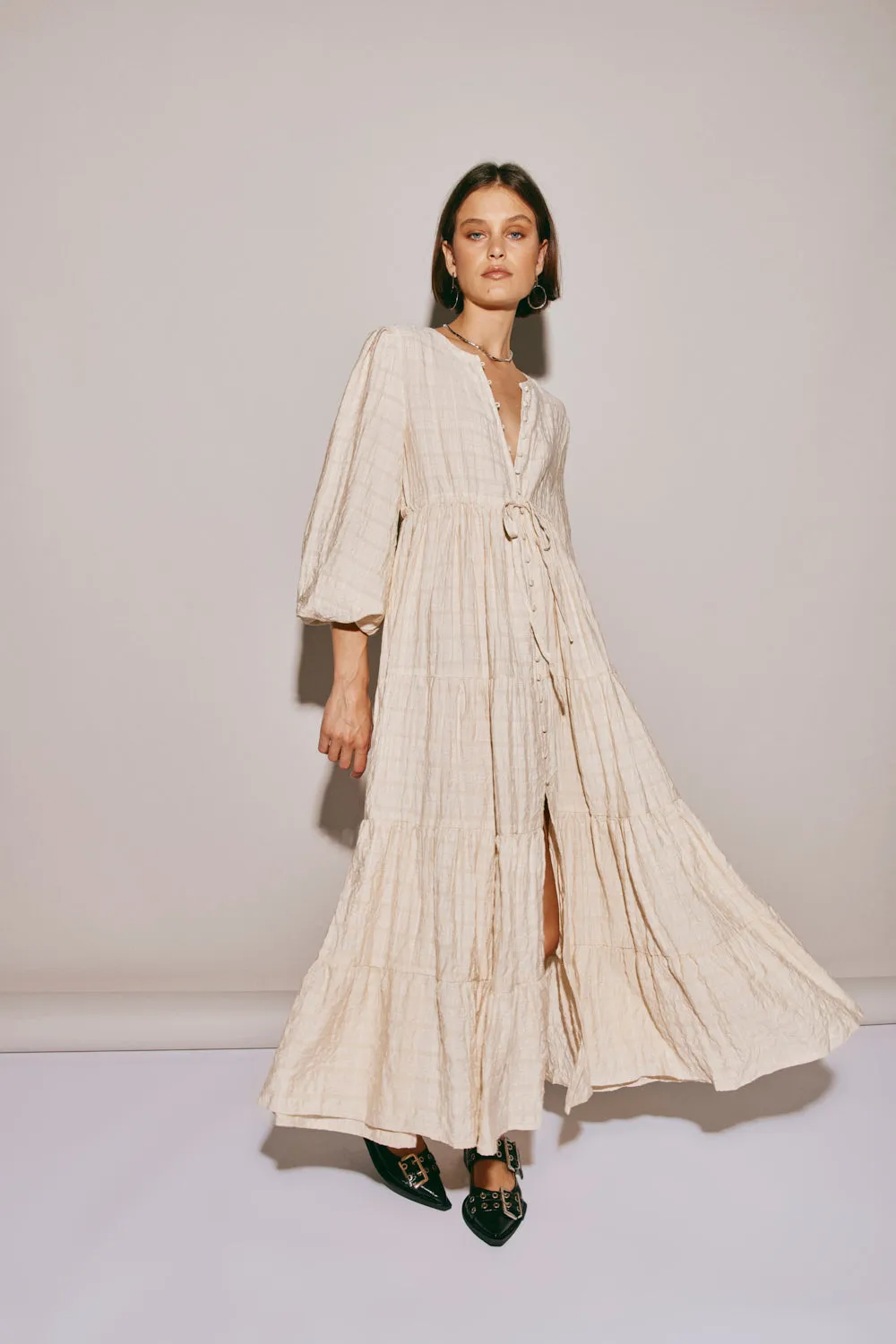 Dreaming Of Travel Midi Dress Natural