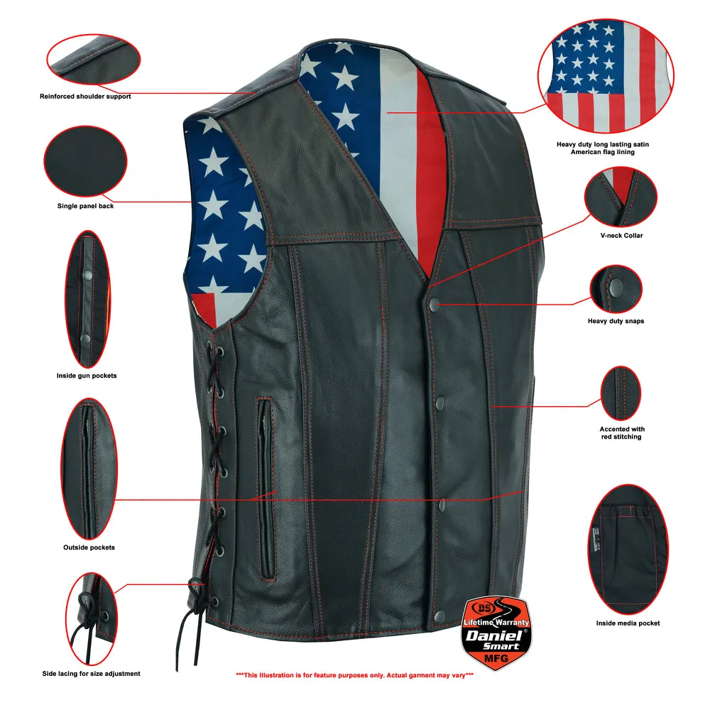 DS156 Men's Classic Leather Vest "The Honor Ride"