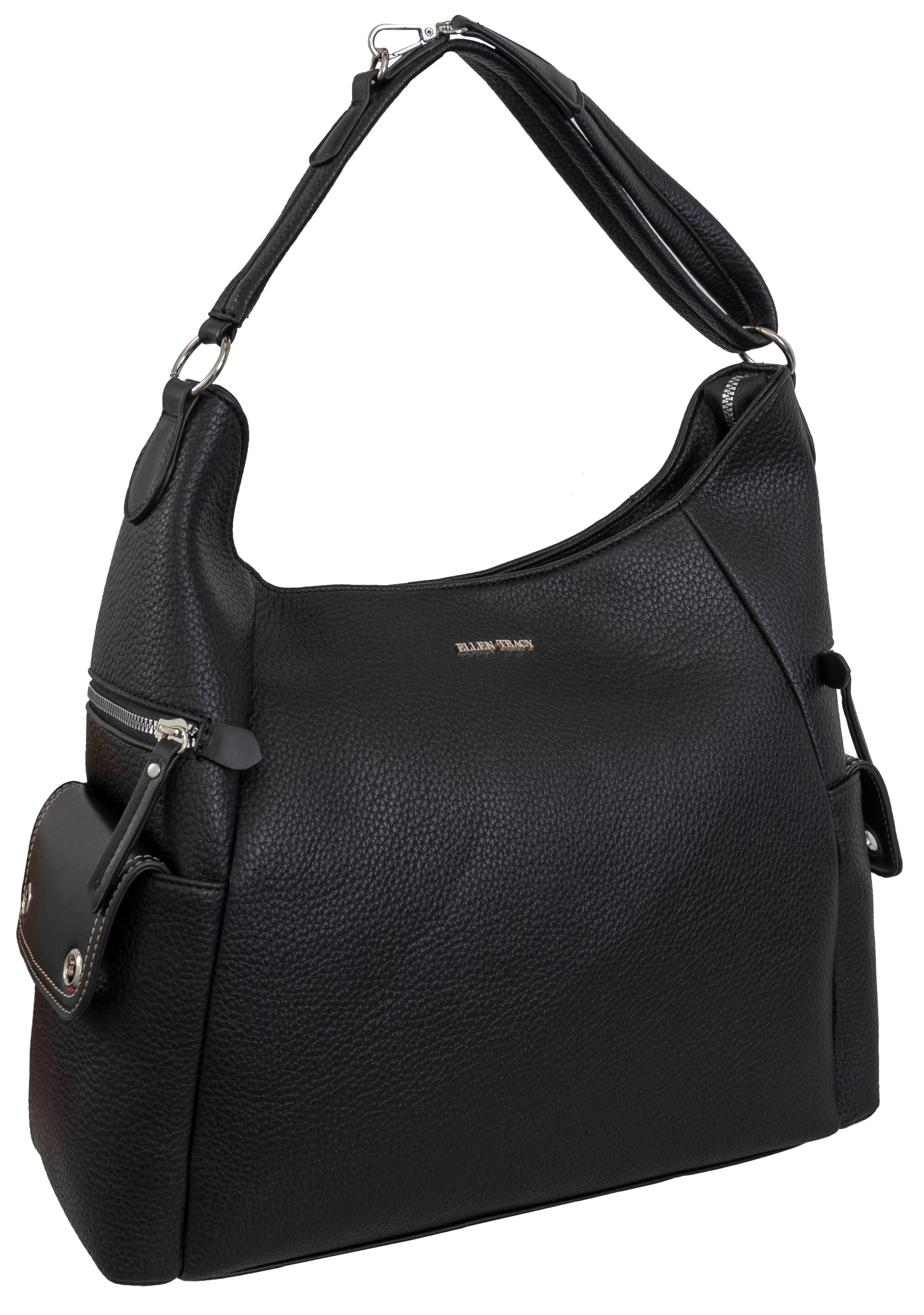 Ellen Tracy Slouchy Hobo Bag with Side Zip Pockets