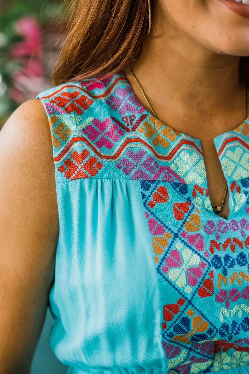 Embroidered Midi Dress