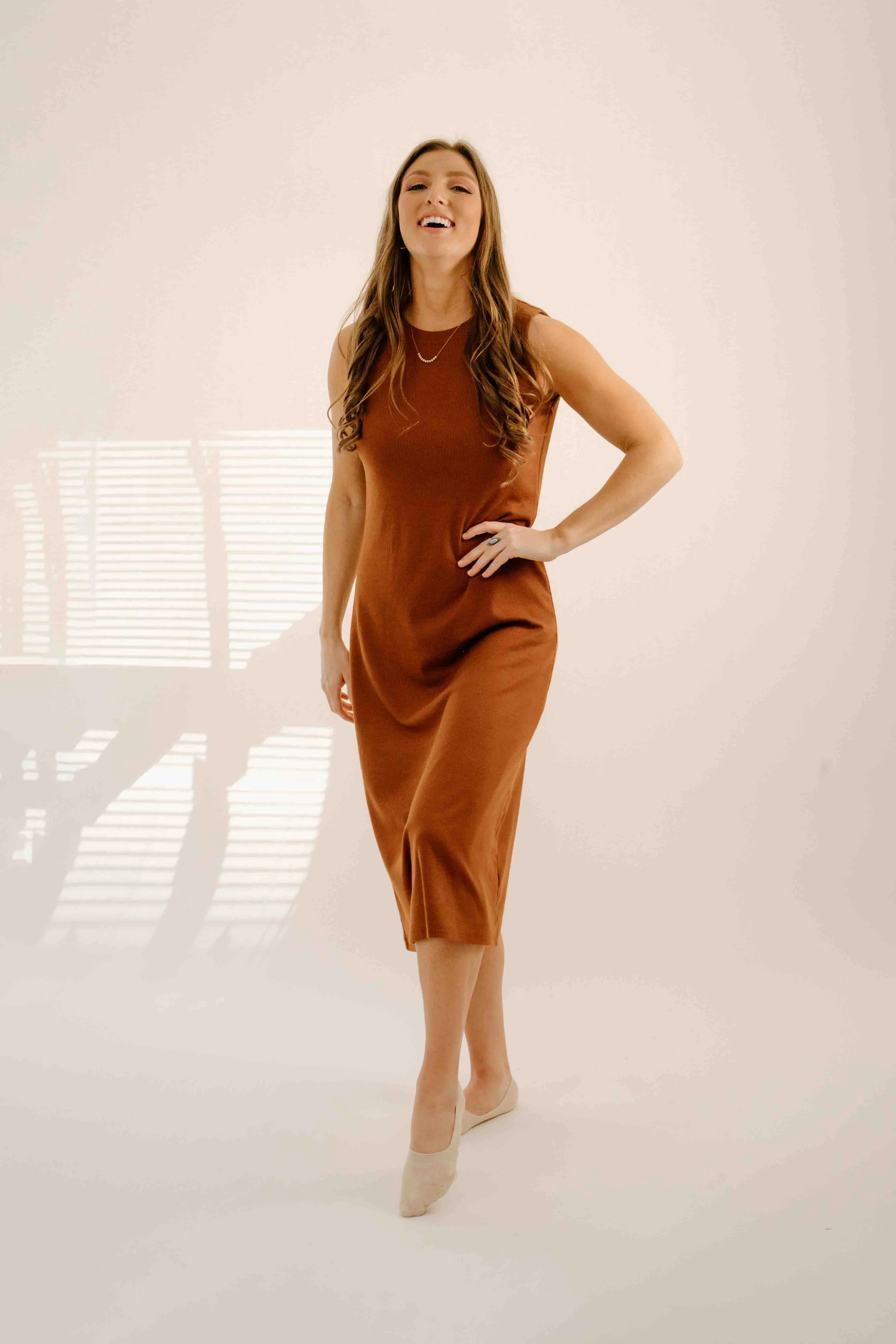 Fiona Nursing Dress in Burnt Orange