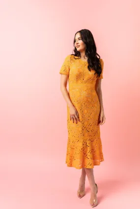 Fitted Lace Midi Dress