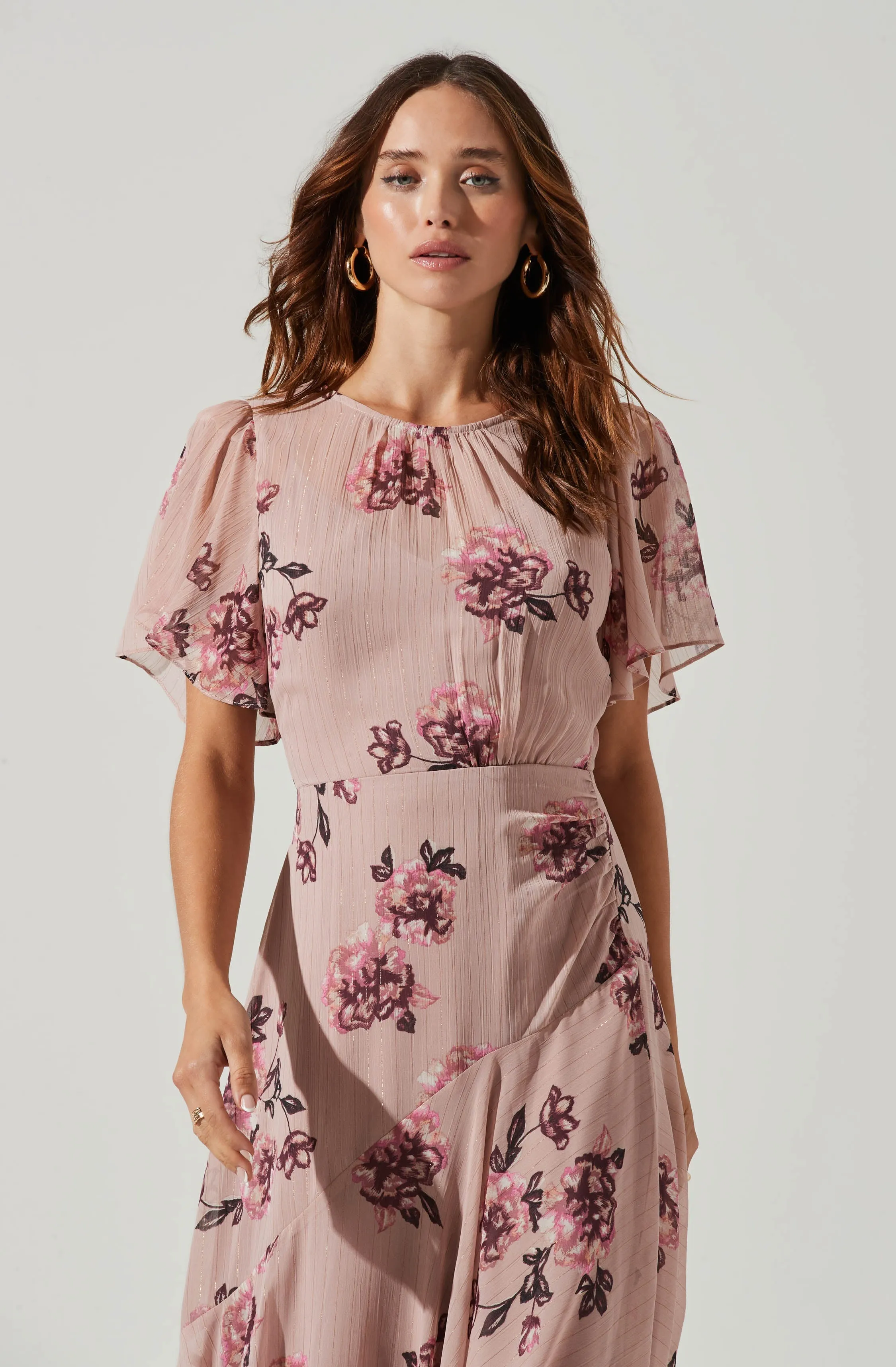 Flutter Sleeve Midi Dress