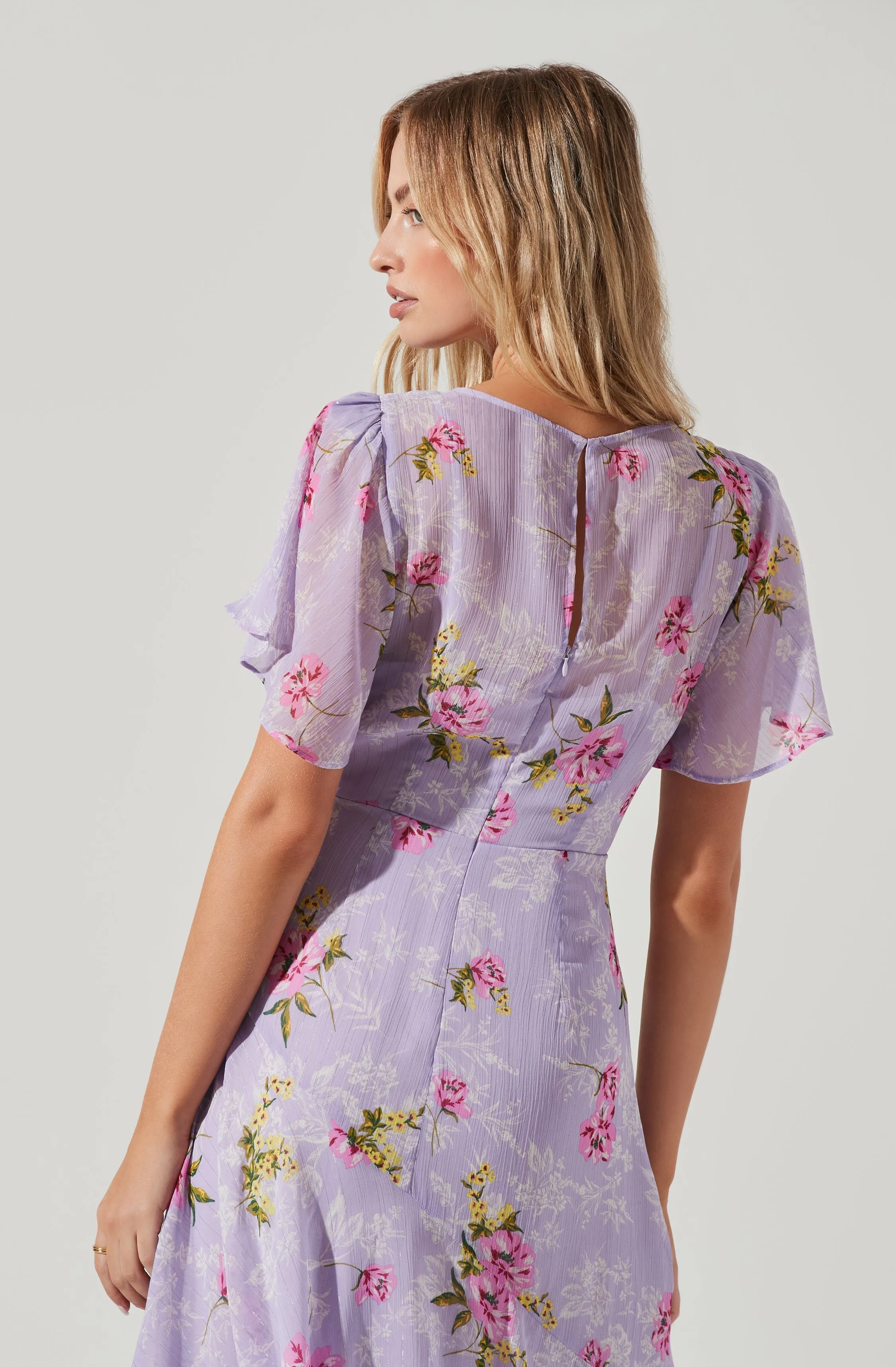 Flutter Sleeve Midi Dress