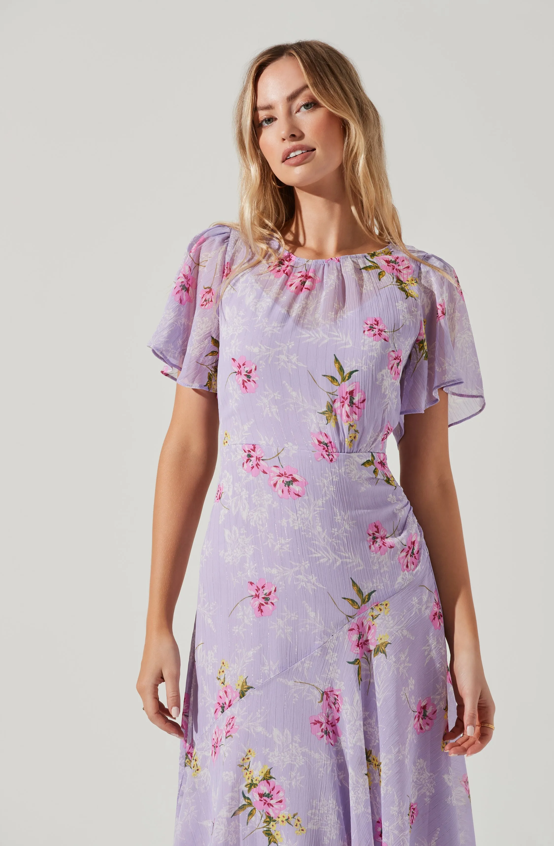 Flutter Sleeve Midi Dress