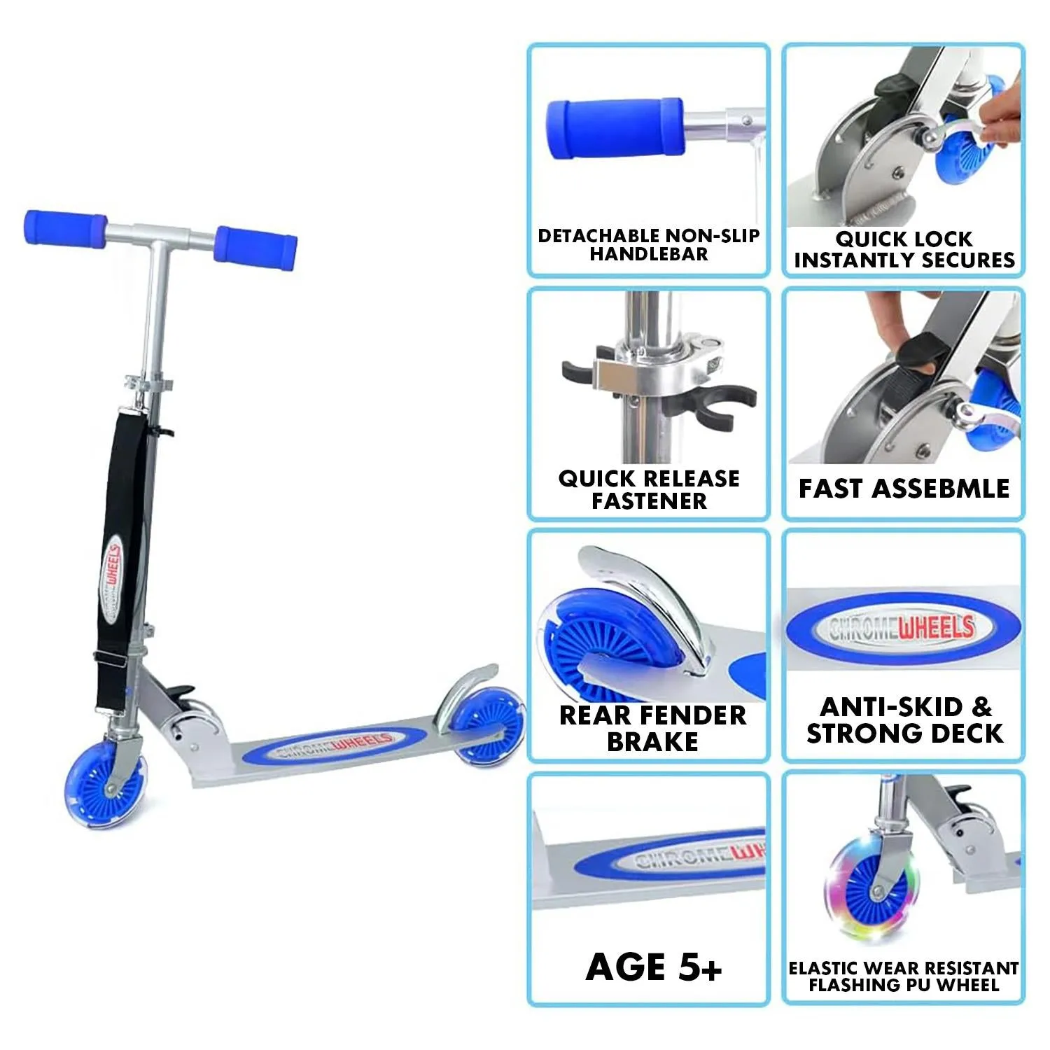 Foldable Kids Scooter Blue