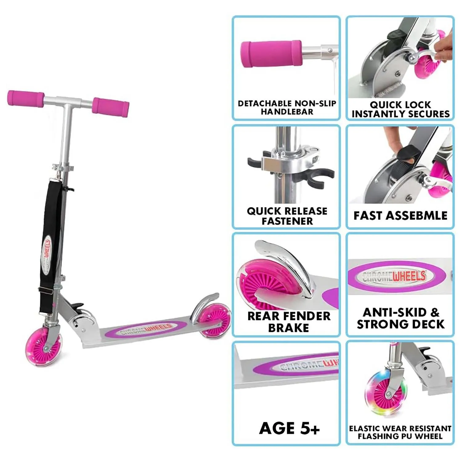 Foldable Kids Scooter Pink