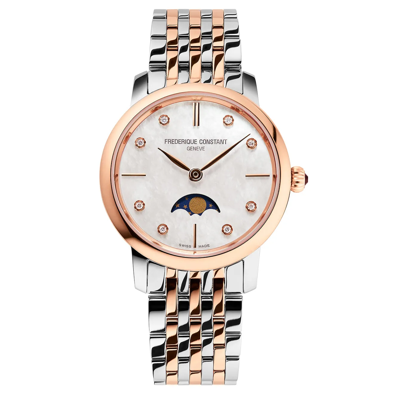 Frederique Constant Ladies Fc Slimline Moonphase Two-Tone Watch FC-206MPWD1S2B