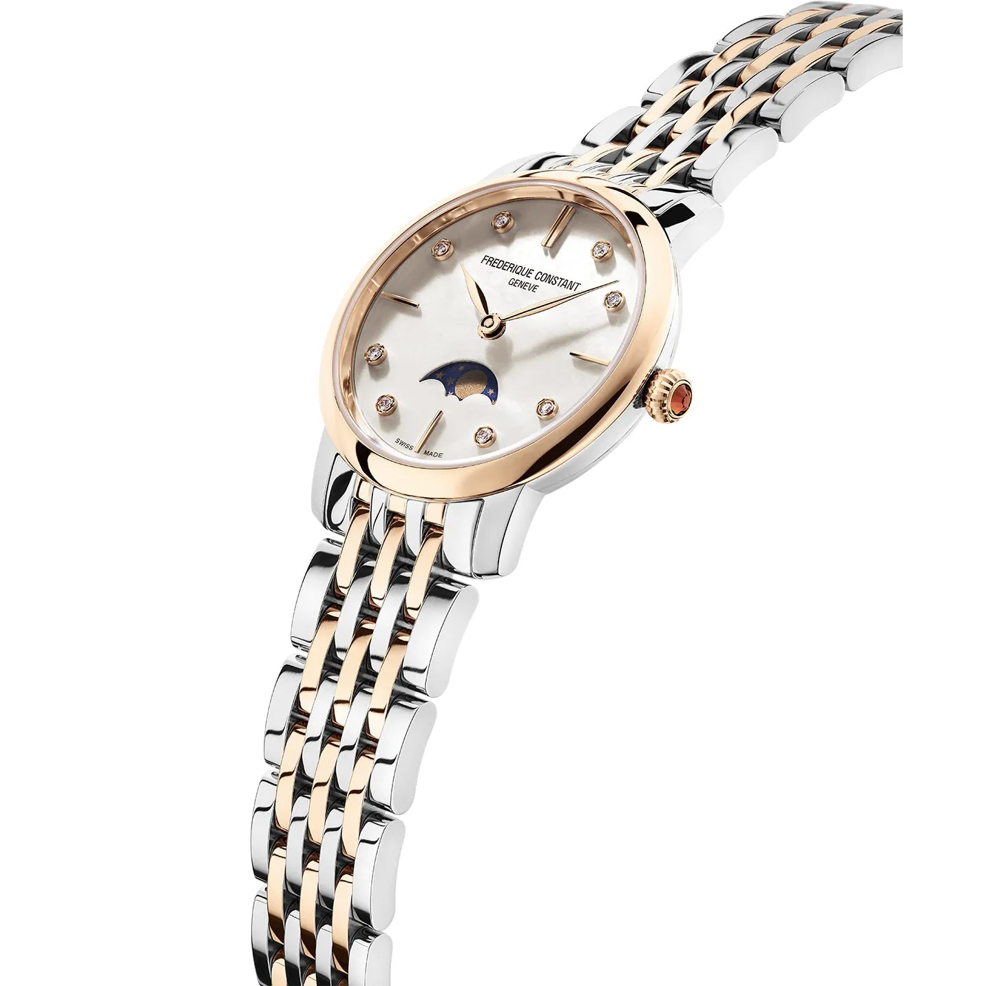 Frederique Constant Ladies Fc Slimline Moonphase Two-Tone Watch FC-206MPWD1S2B