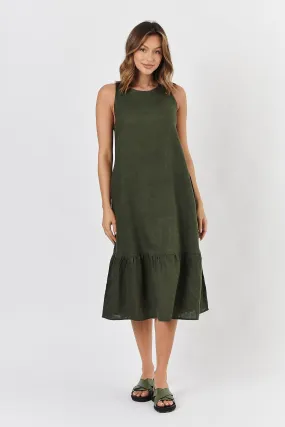 GA440 Linen Dress in Nori