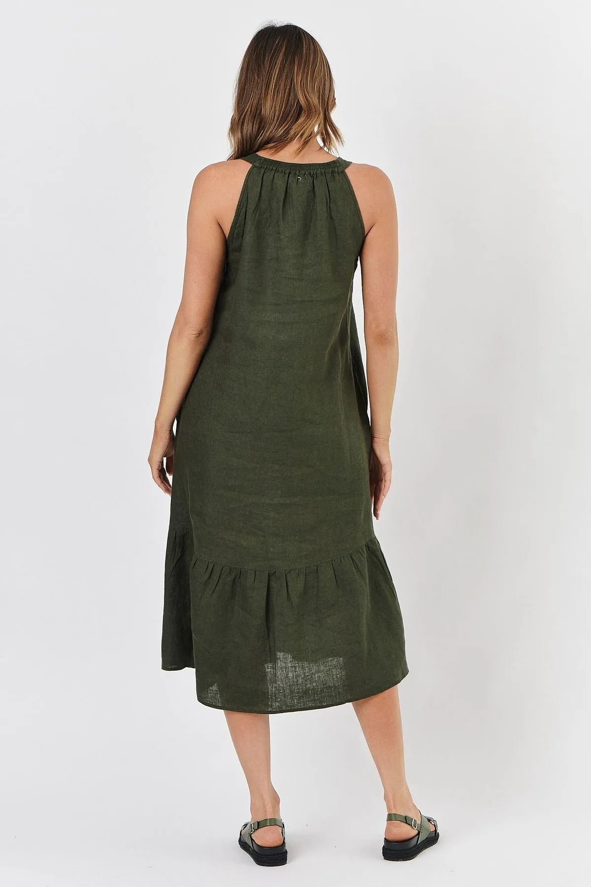 GA440 Linen Dress in Nori