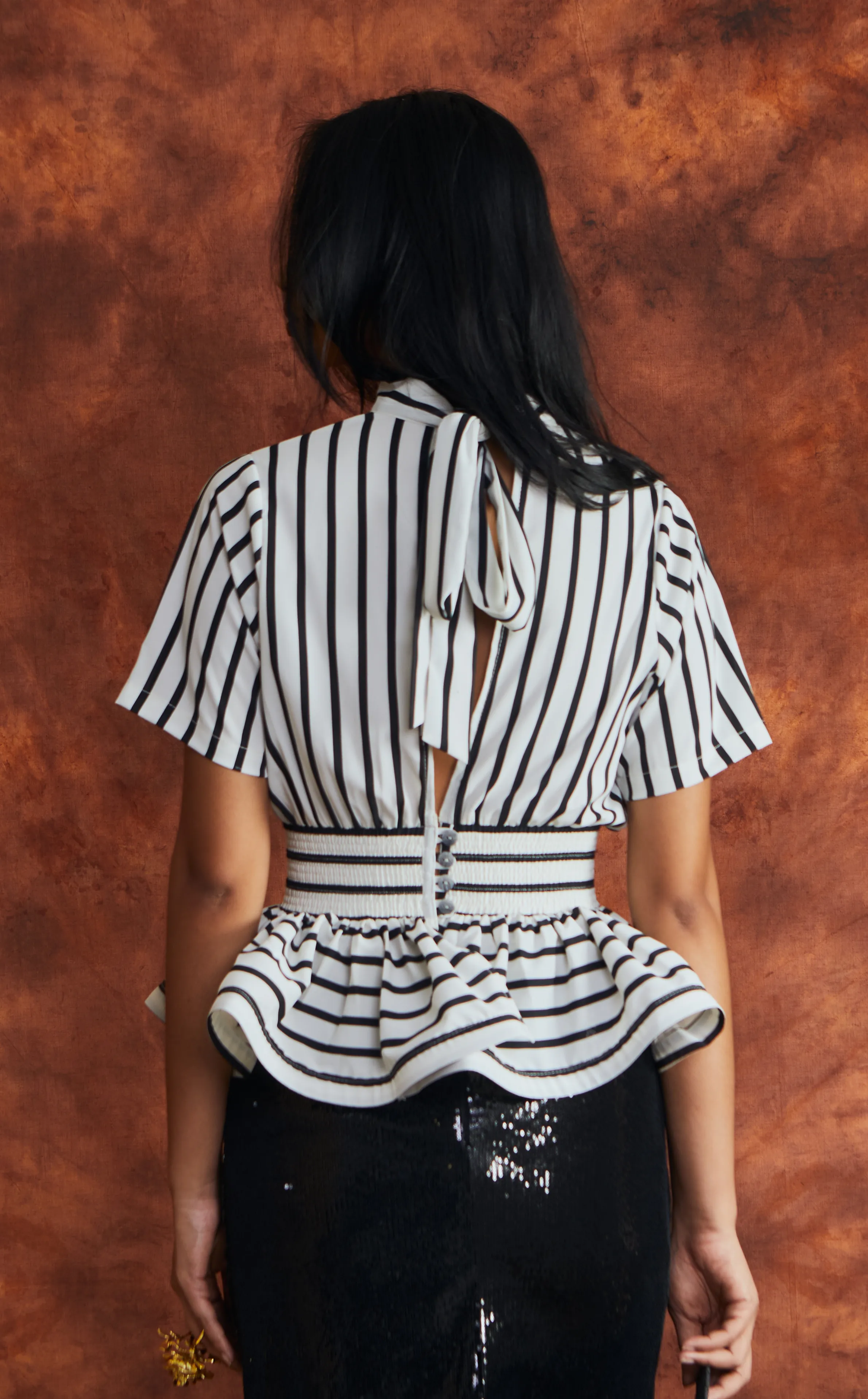 GAMBIA TOP - BLACK AND WHITE STRIPES