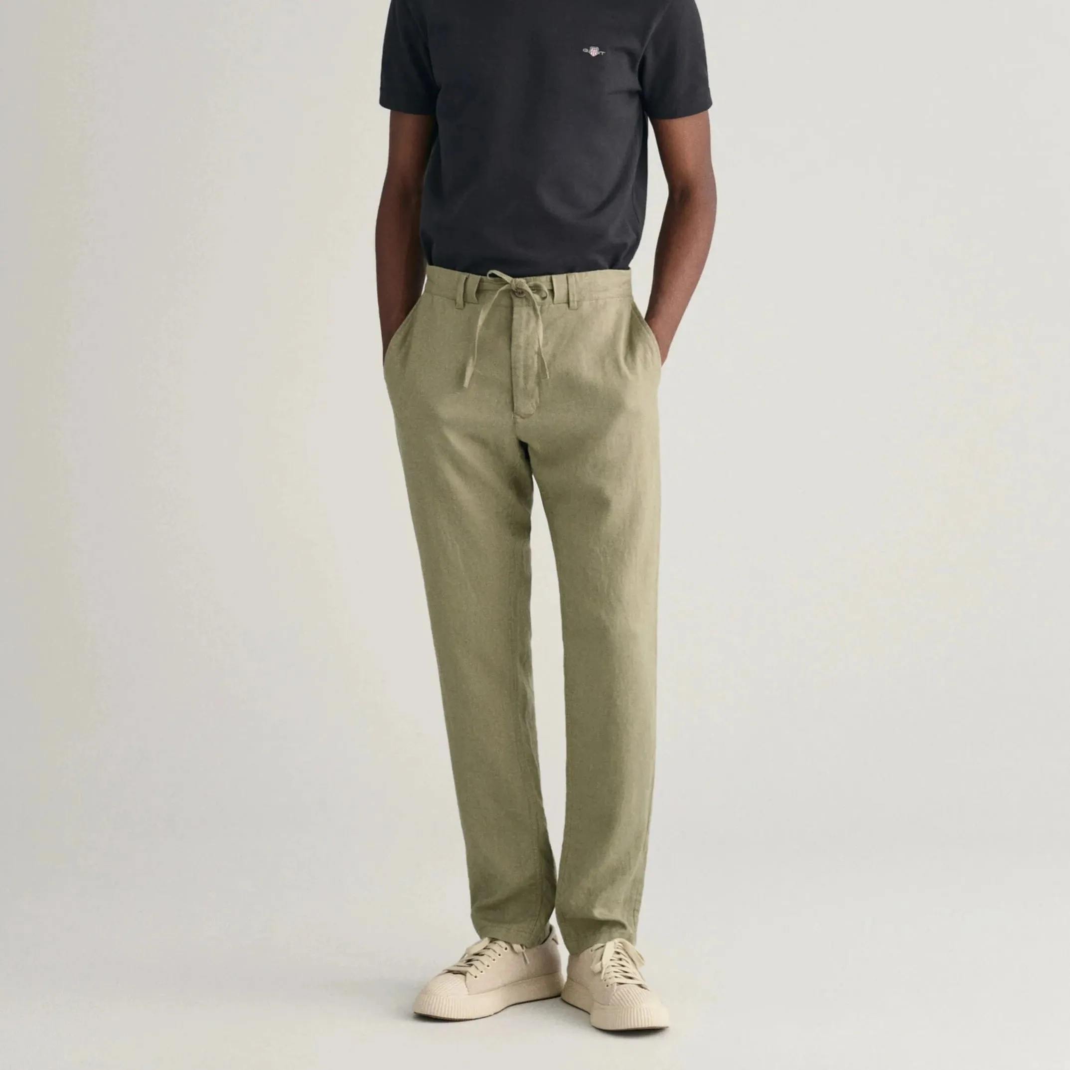 GANT Relaxed Fit Linen Drawstring Pants in Dried Clay