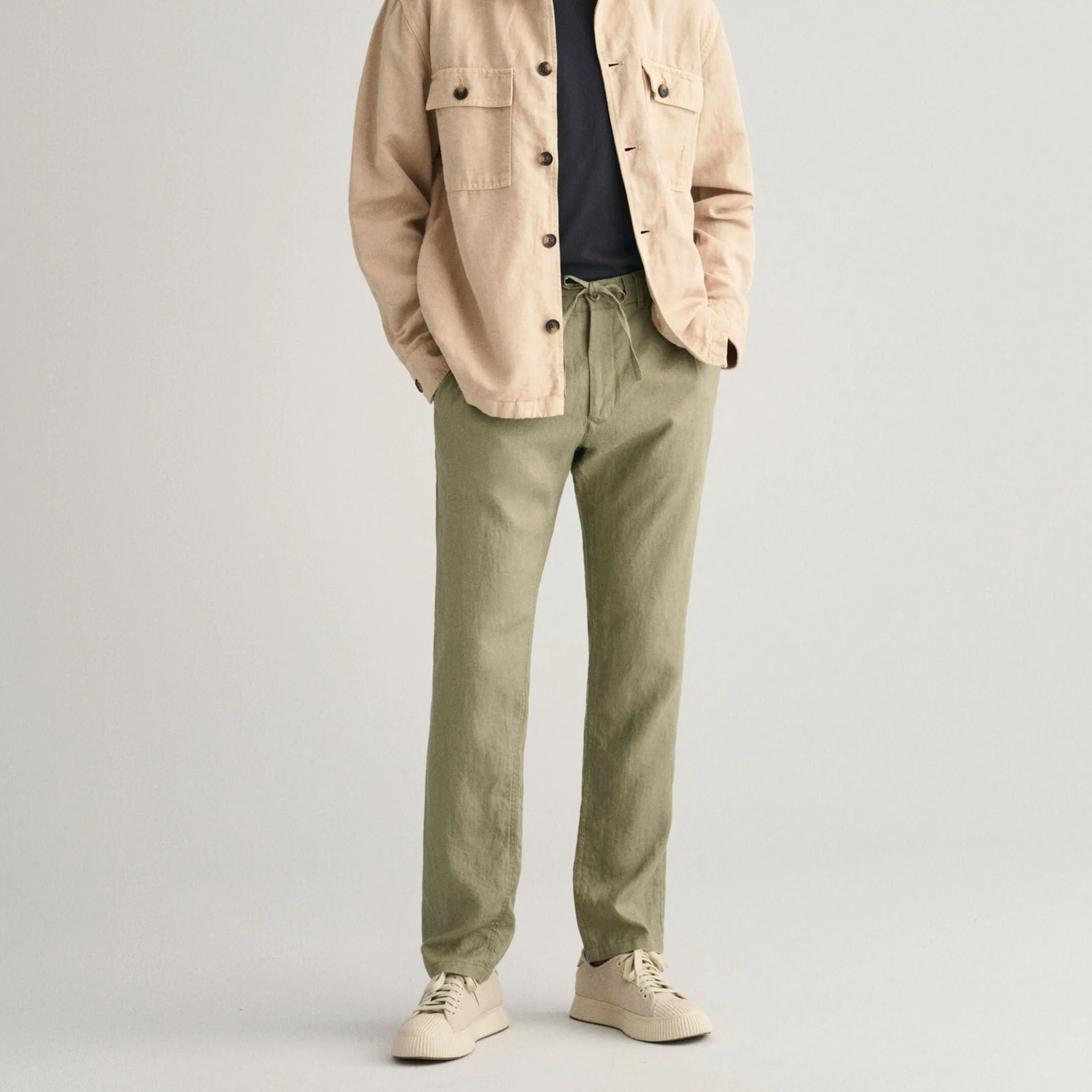 GANT Relaxed Fit Linen Drawstring Pants in Dried Clay