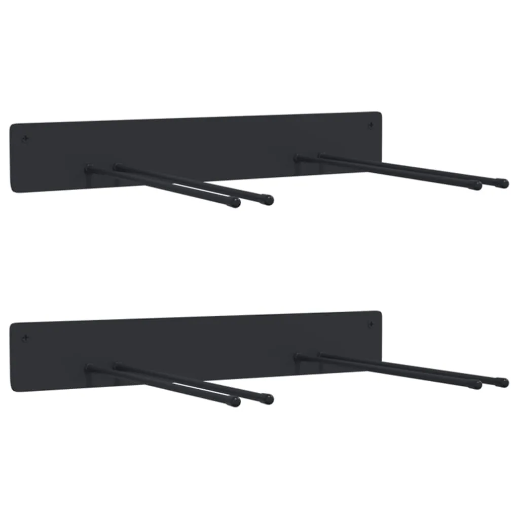 Garden Tool Storage Racks Wall Mounted 2 pcs Black Steel