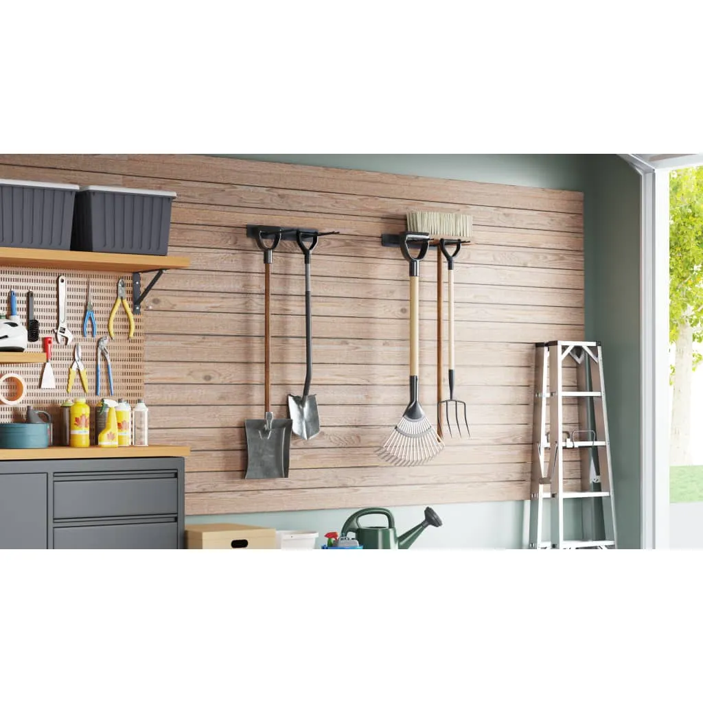 Garden Tool Storage Racks Wall Mounted 2 pcs Black Steel