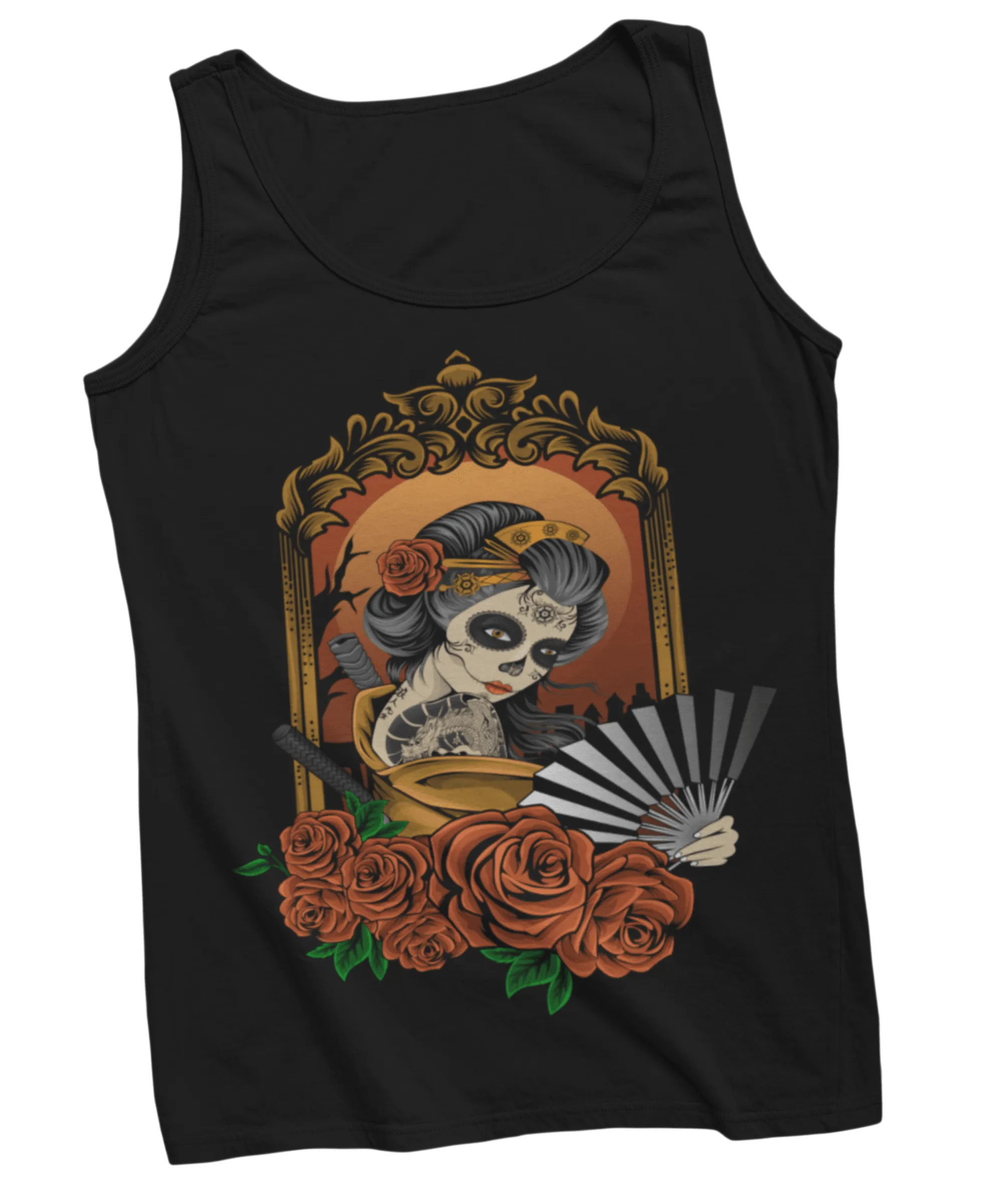 Geisha Skull Tattoo Design Adult Womens Vest Top