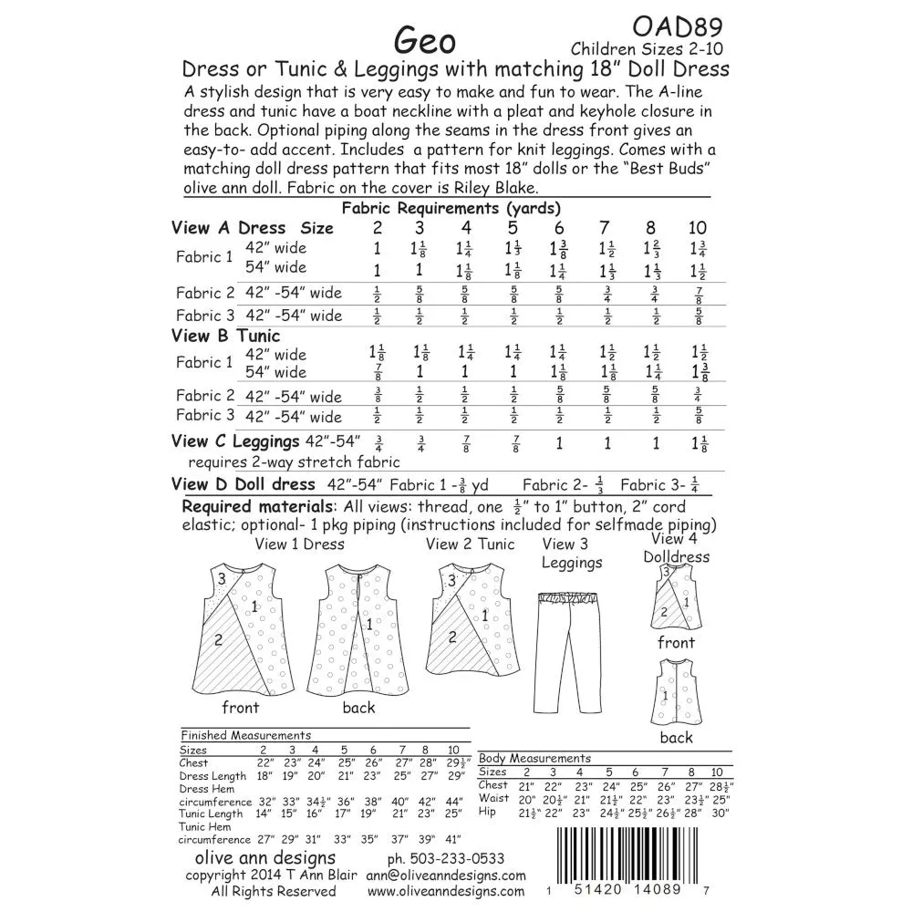 Geo Dress Pattern with Matching Doll Dress