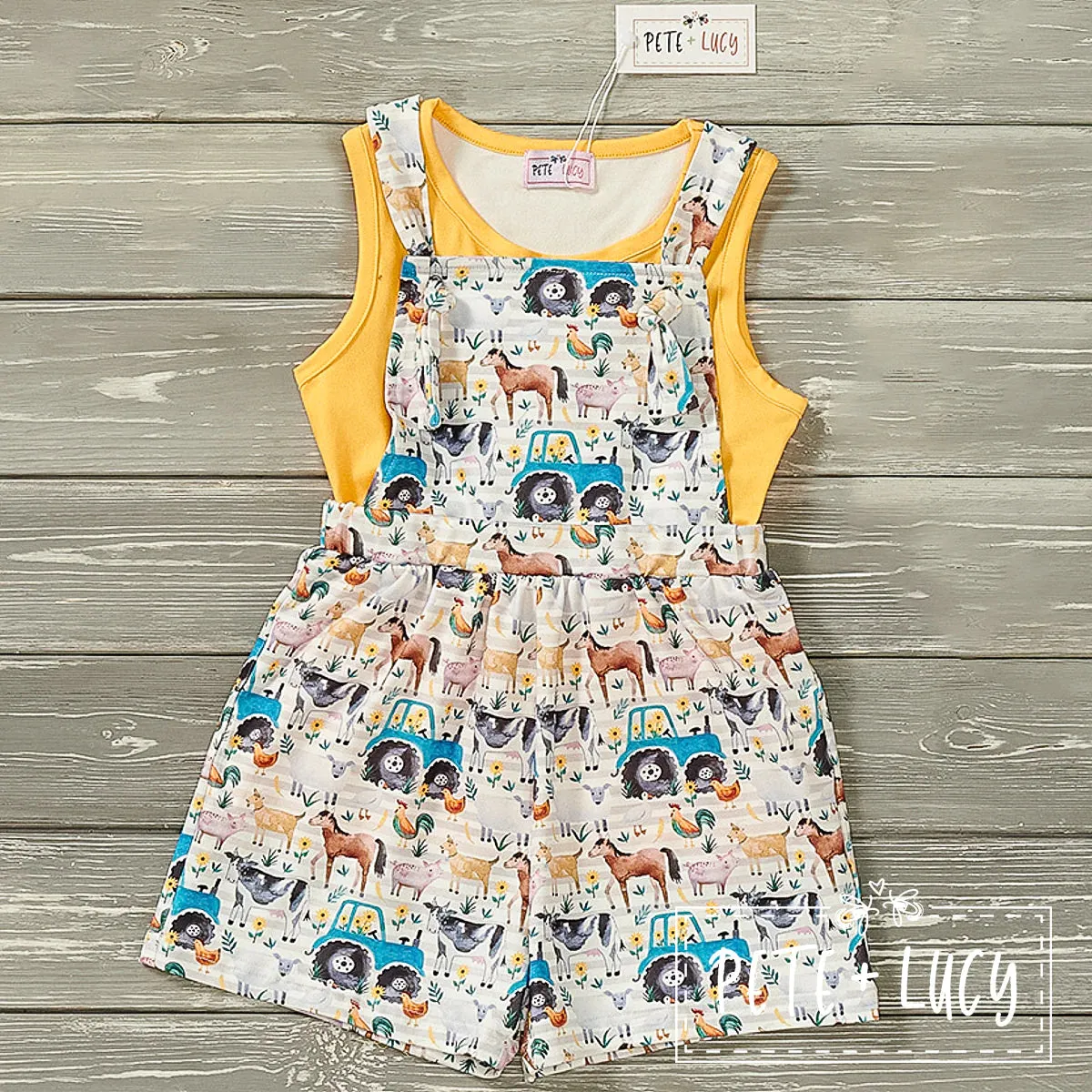 Girls Down on the Farm Overall Romper