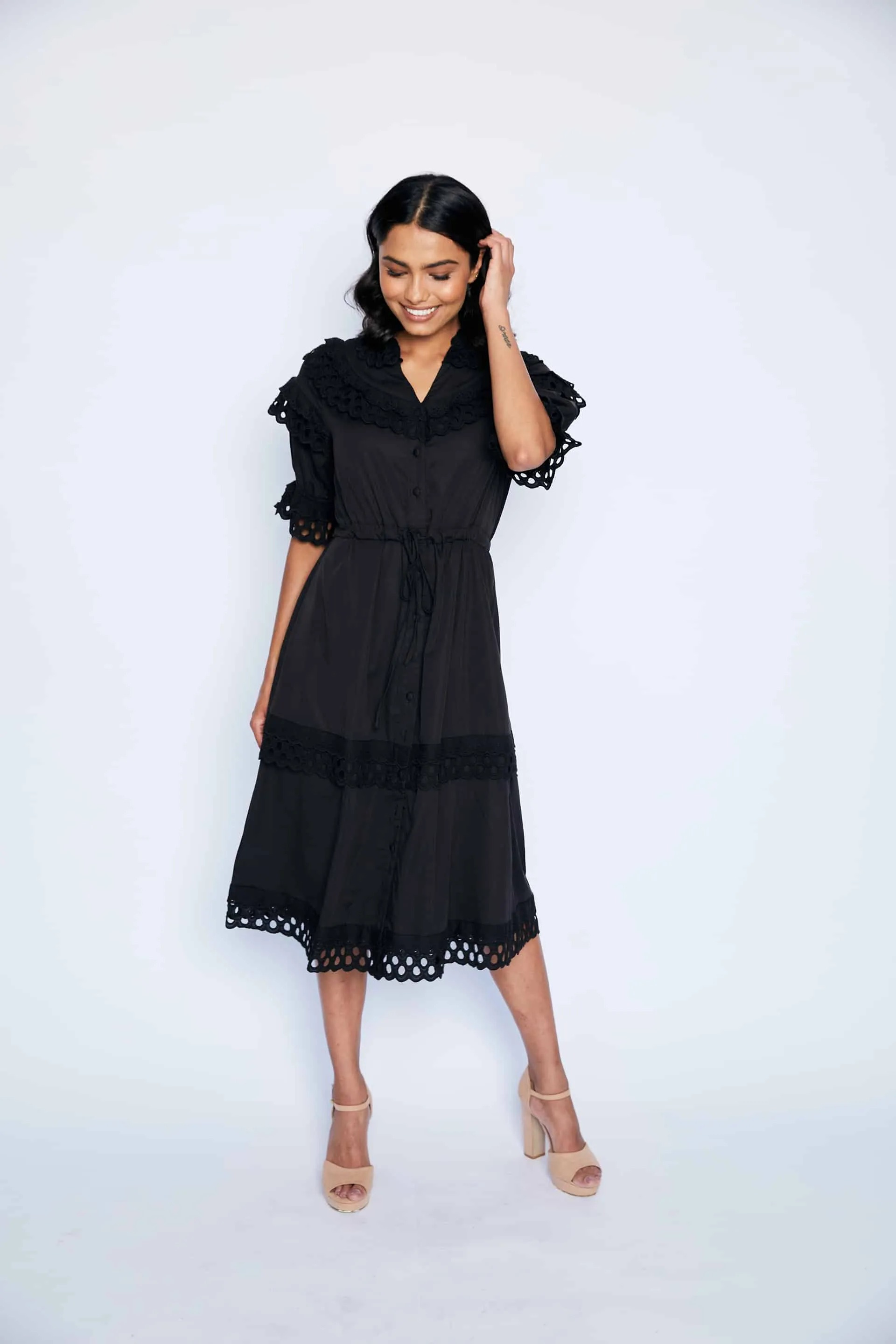 Gloria Midi Dress - Black