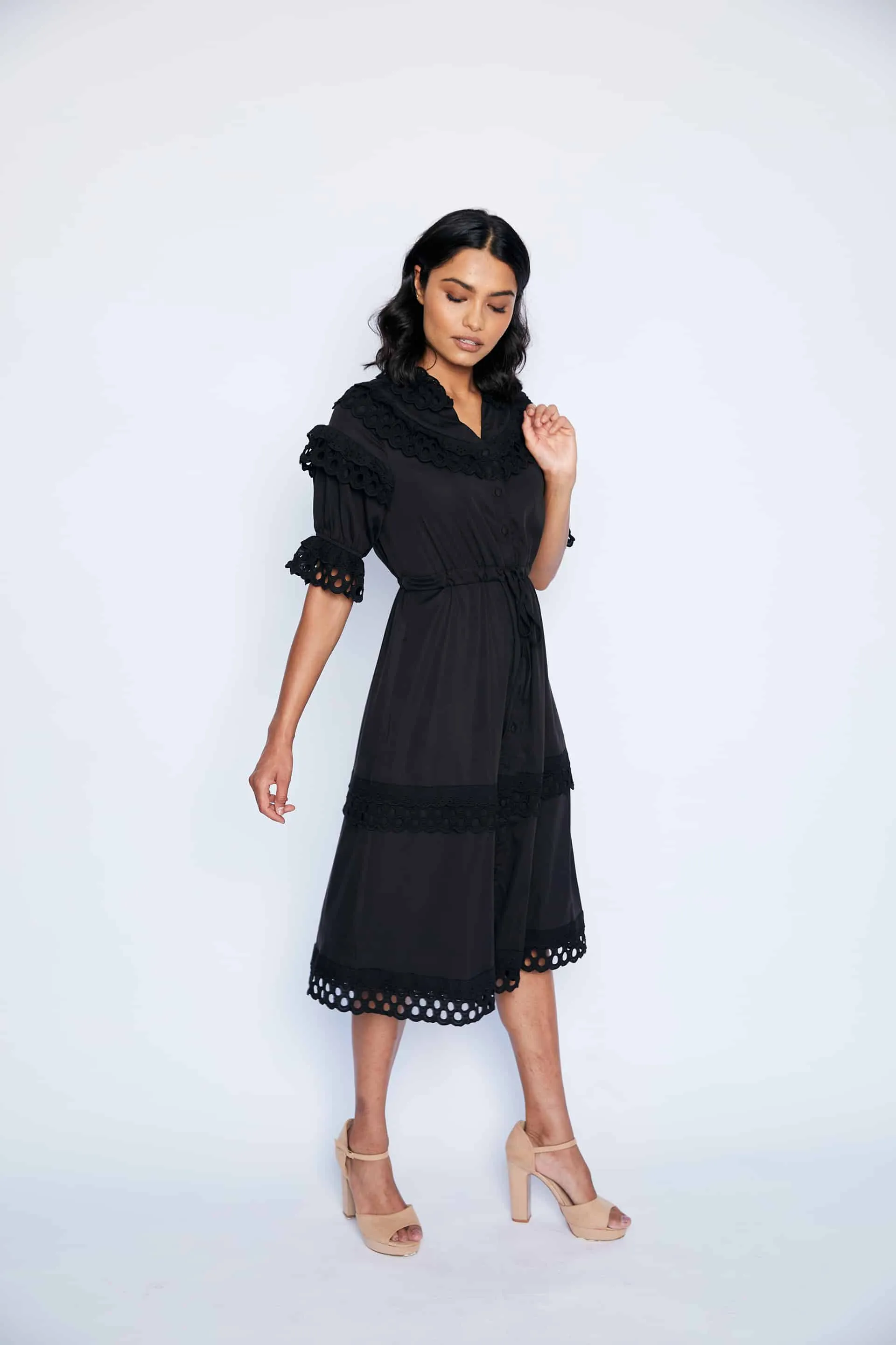 Gloria Midi Dress - Black