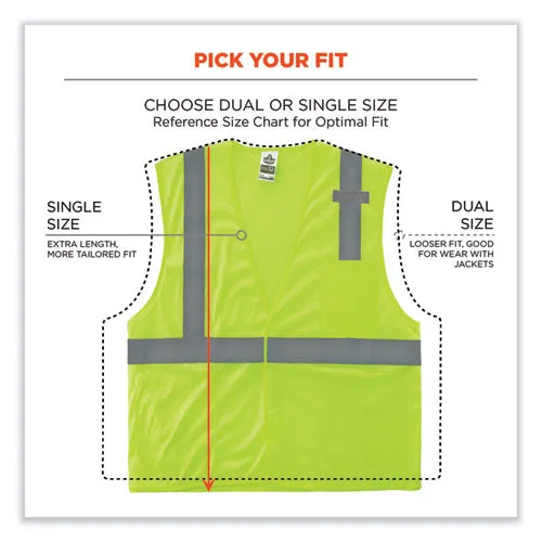 Glowear 8210hl Class 2 Economy Mesh Hook And Loop Vest, Polyester, Small/medium, Lime, Ships In 1-3 Business Days