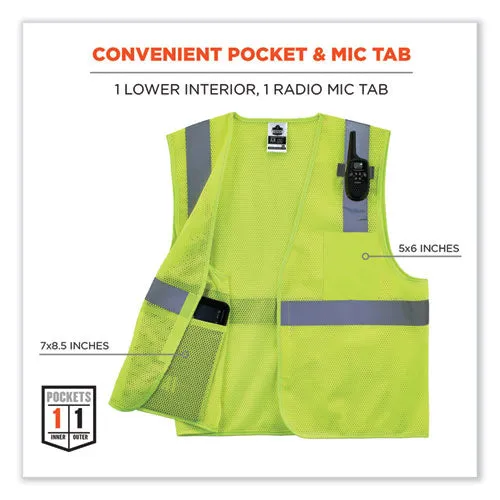 Glowear 8210hl Class 2 Economy Mesh Hook And Loop Vest, Polyester, Small/medium, Lime, Ships In 1-3 Business Days