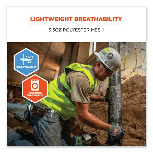 Glowear 8210hl Class 2 Economy Mesh Hook And Loop Vest, Polyester, Small/medium, Lime, Ships In 1-3 Business Days