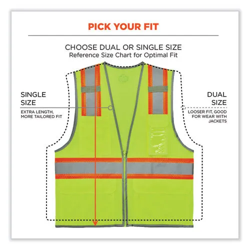 Glowear 8246z-s Single Size Class 2 Two-tone Mesh Vest, Polyester, 2x-large, Lime