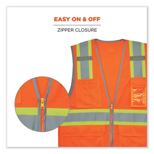 Glowear 8246z-s Single Size Class 2 Two-tone Mesh Vest, Polyester, Small, Orange, Ships In 1-3 Business Days