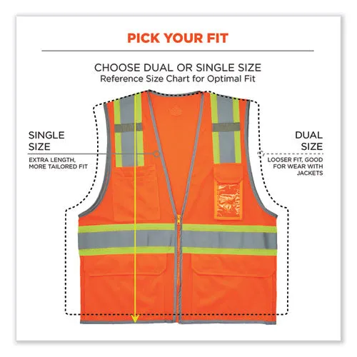 Glowear 8246z-s Single Size Class 2 Two-tone Mesh Vest, Polyester, Small, Orange, Ships In 1-3 Business Days