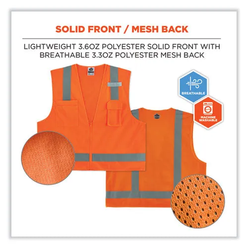 Glowear 8249z-s Single Size Class 2 Economy Surveyors Zipper Vest, Polyester, 4x-large, Orange