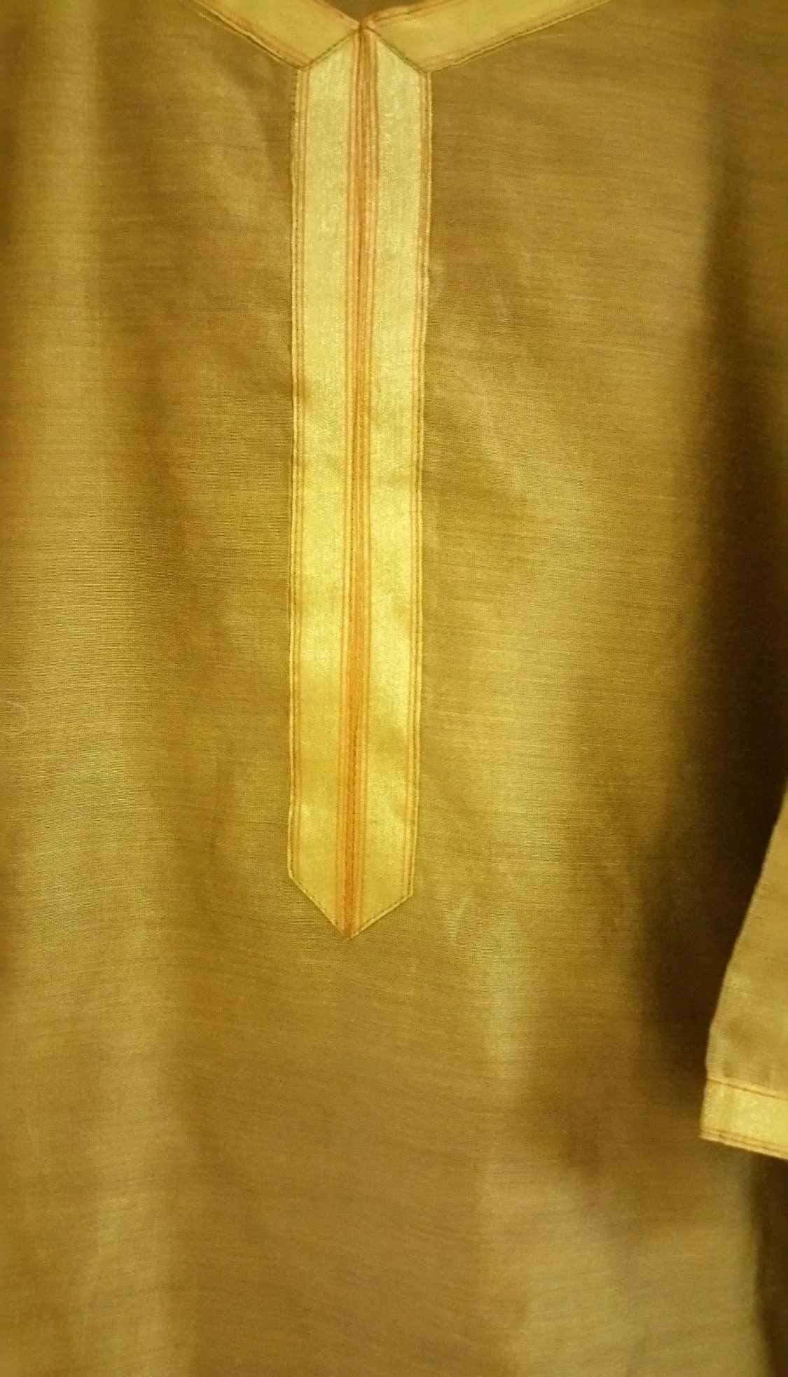 Gold Beige Chanderi cotton Stitched Kurta Dress Size 40 SC719