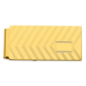 Gold Plated Angles Engravable Hinged Money Clip