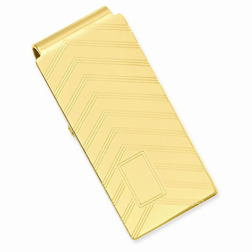 Gold Plated Angles Engravable Hinged Money Clip