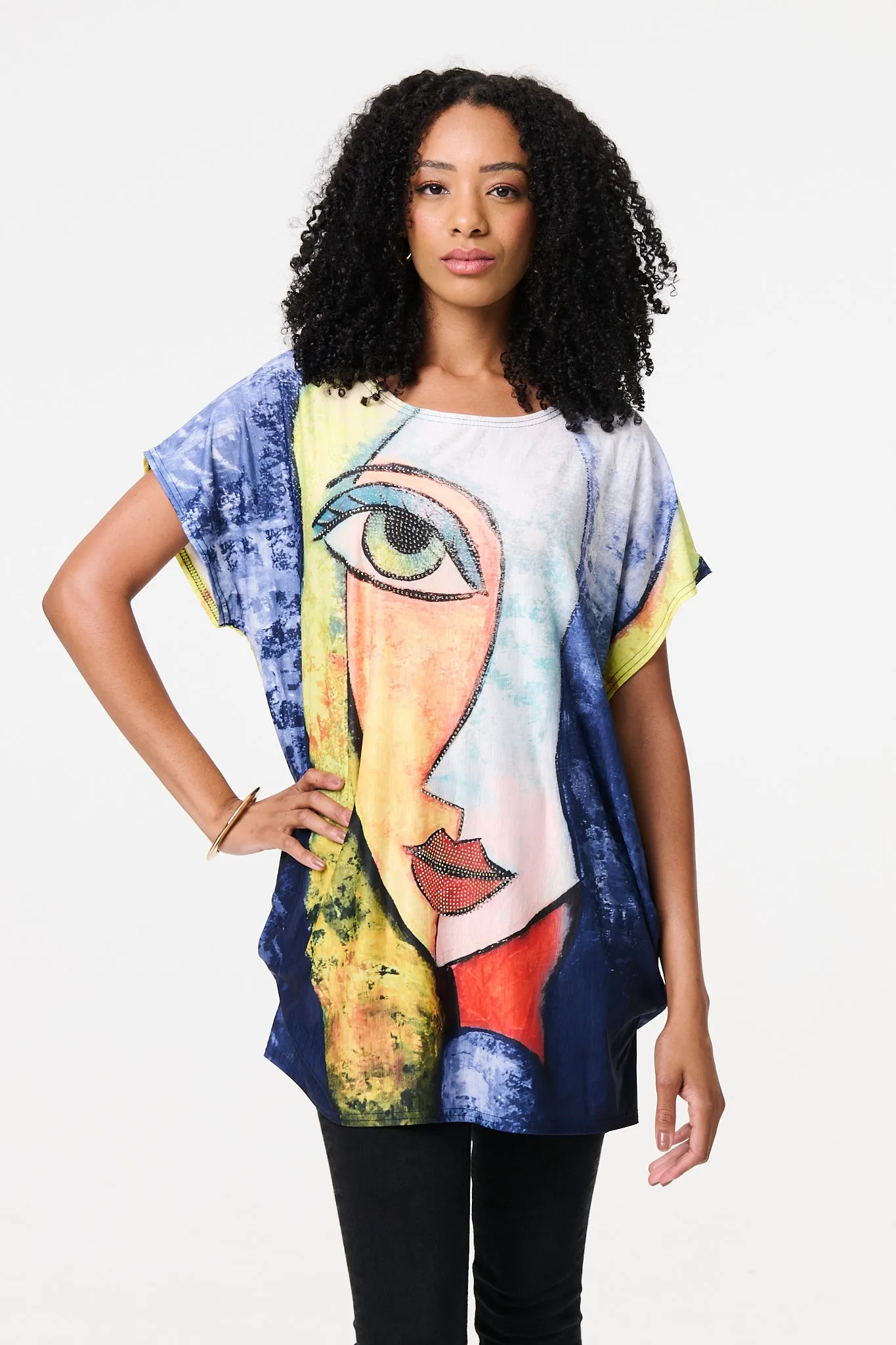 Graphic Print Short Sleeve Relaxed Tunic