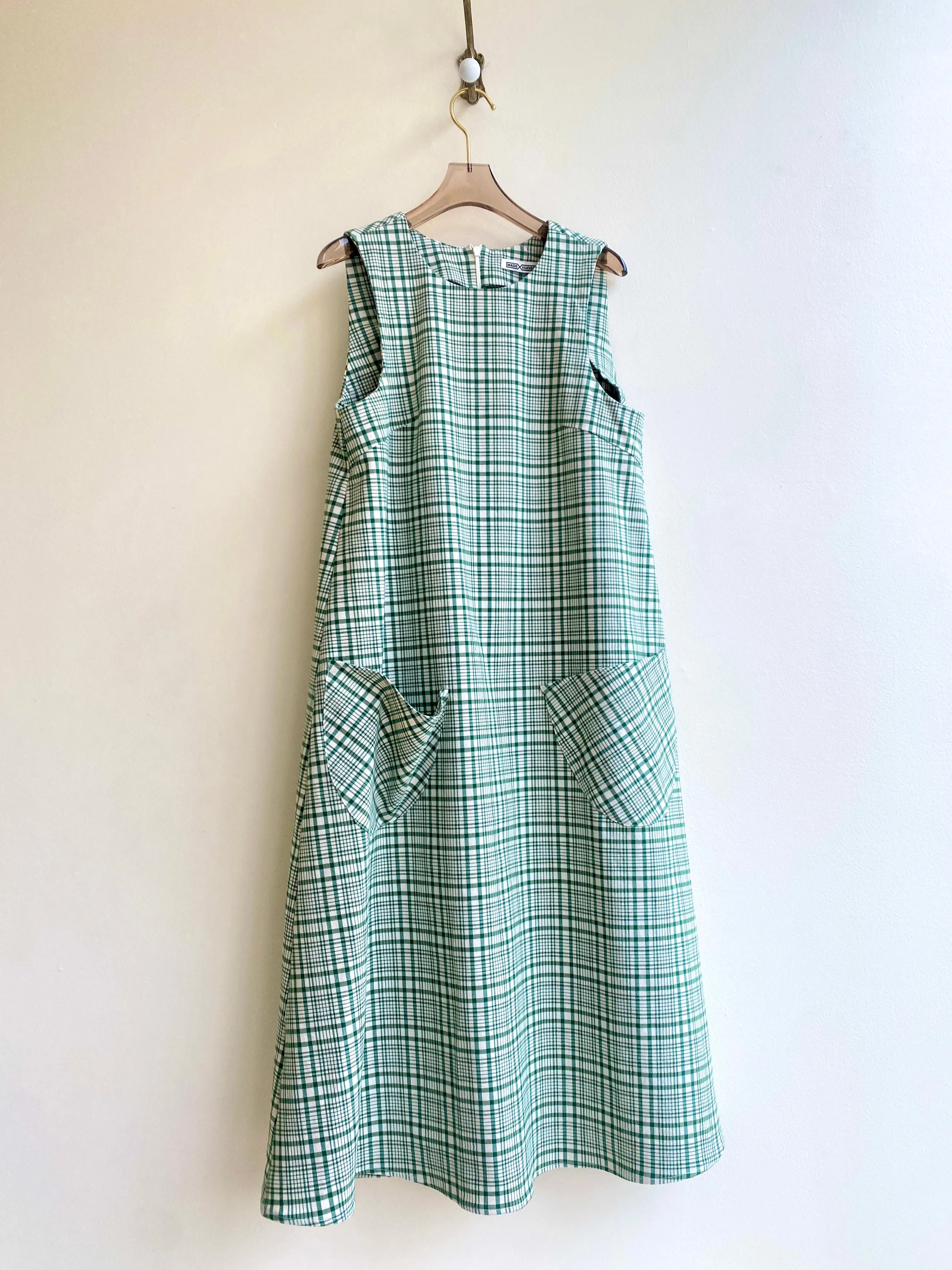 Green & White Plaid Chore Dress