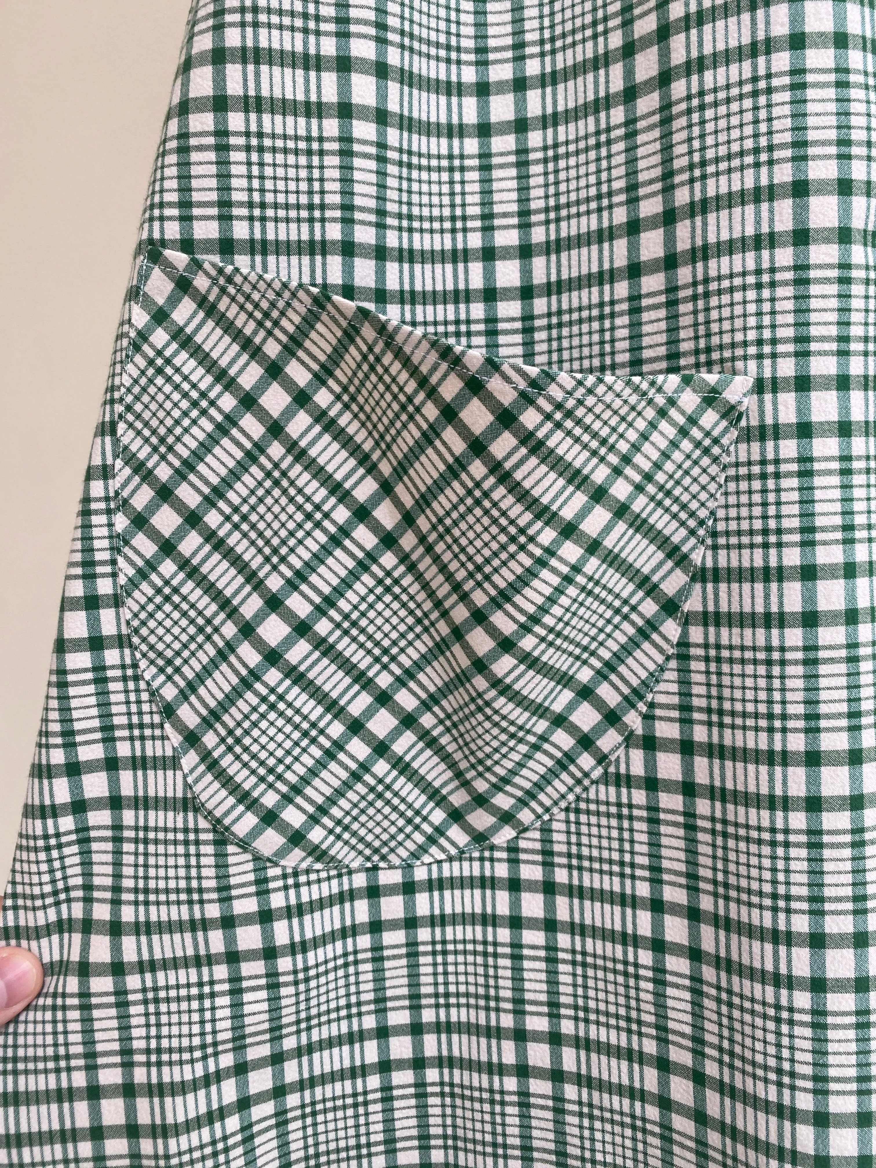 Green & White Plaid Chore Dress