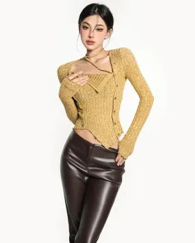 Hailey Square Neck Halter Long Sleeve Top