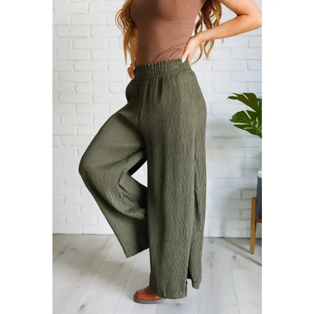 Harmony High Rise Wide Pants in Olive